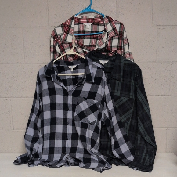 Time and Tru Plaid Flannel Tops Bundle Women’s Plus 3X, Cozy Casual Layering - Picture 1 of 8